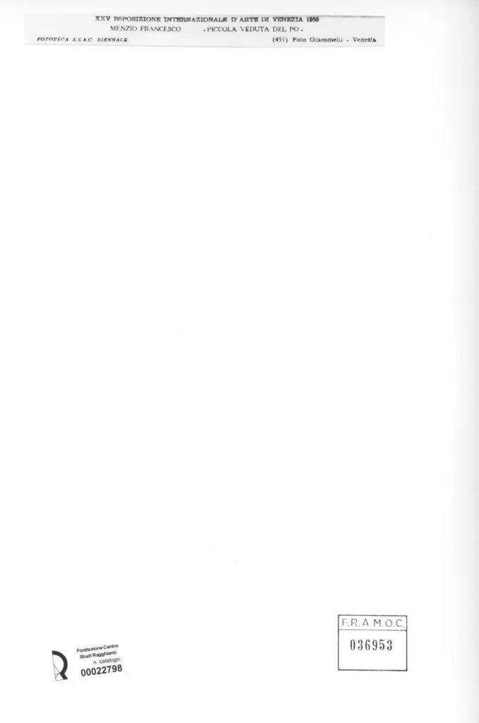 Giacomelli , Menzio, Francesco - sec. XX - Piccola veduta del Po , retro