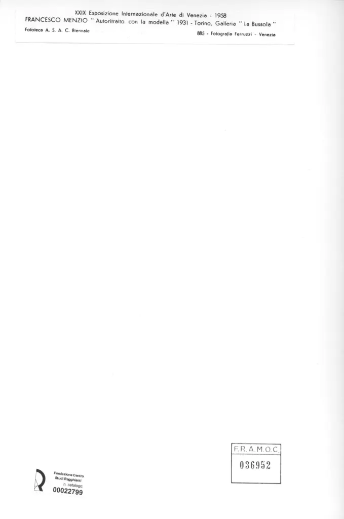 Fotografia Ferruzzi , Menzio, Francesco - sec. XX - Autoritratto con la modella , retro
