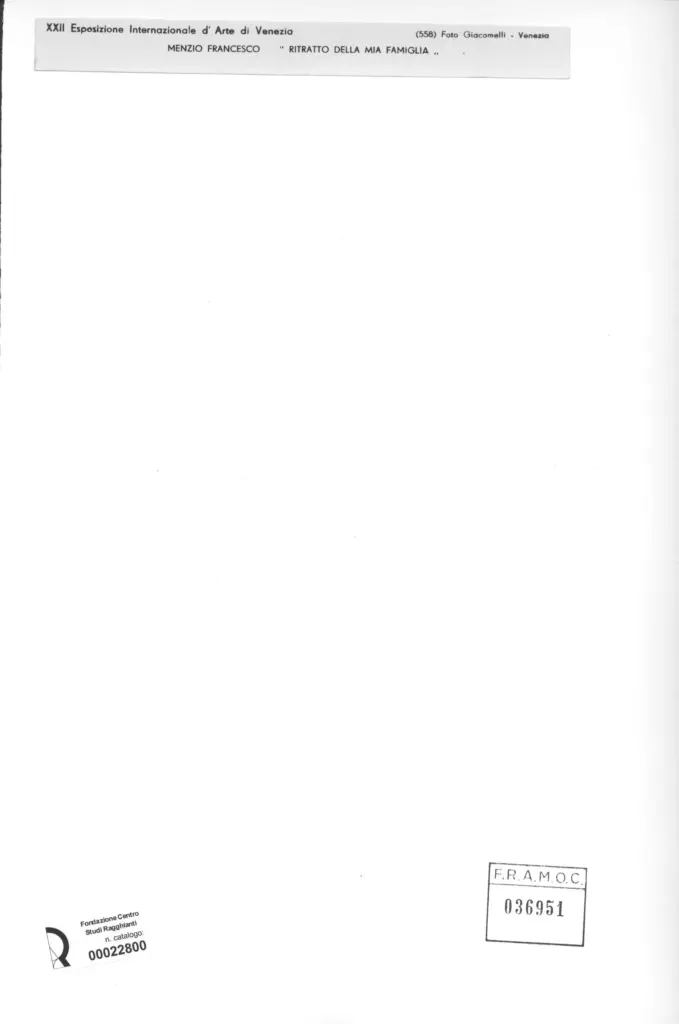 Giacomelli , Menzio, Francesco - sec. XX - Ritratto della mia famiglia , retro