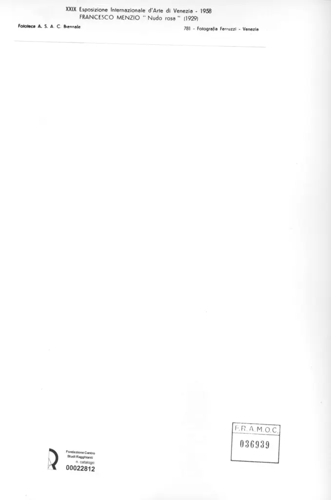 Fotografia Ferruzzi , Menzio, Francesco - sec. XX - Nudo Rosa , retro