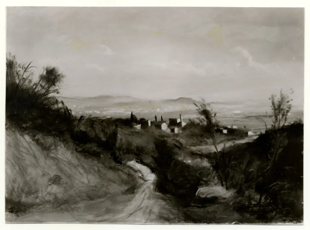 Anonimo , Meschi, Alfredo - sec. XX - Veduta lucchese , fronte