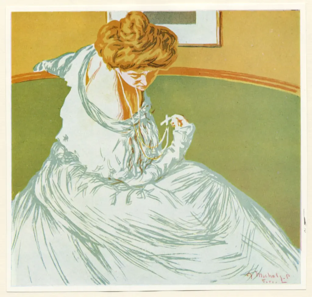 Anonimo , Micheli Pellegrini, Alberto - sec. XX - Signora seduta sul divano , fronte