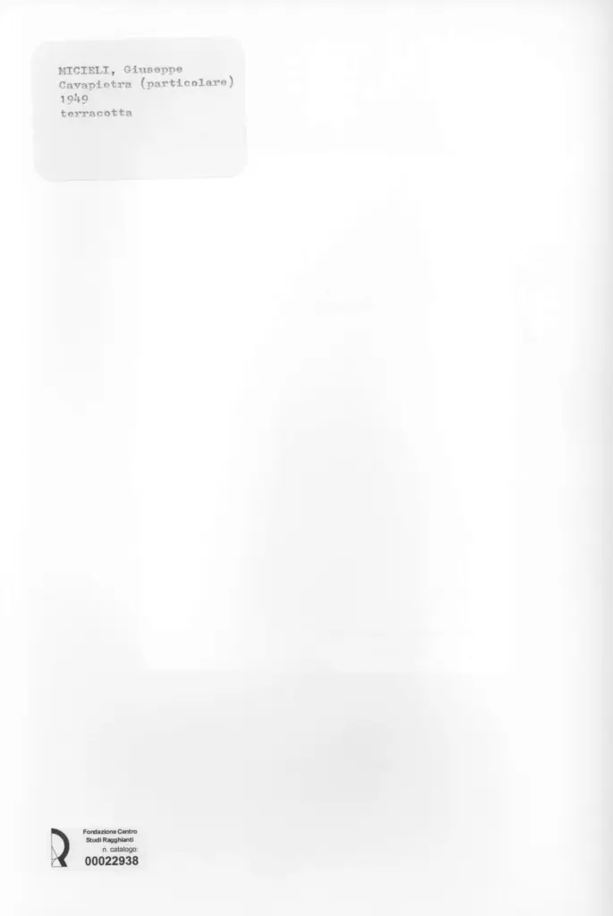 Anonimo , Micieli, Giuseppe - sec. XX - Il cavapietra (particolare) , retro