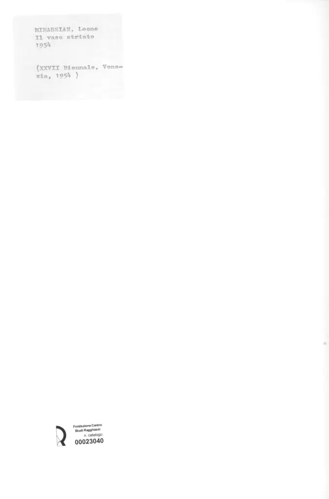 Anonimo , Minassian, Leone - sec. XX - Il vaso striato , retro