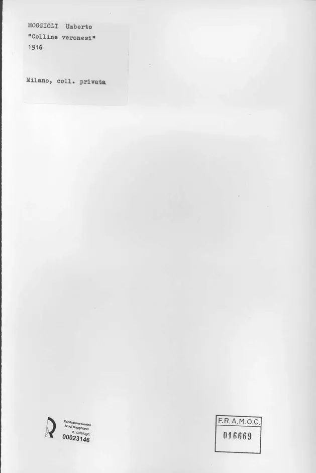 Anonimo , Moggioli, Umberto - sec. XX - Colline veronesi , retro