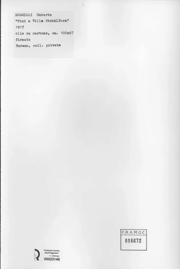 Anonimo , Moggioli, Umberto - sec. XX , retro