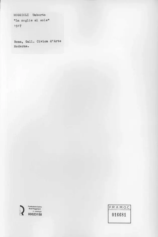 Anonimo , Moggioli, Umberto; sec. XX , retro