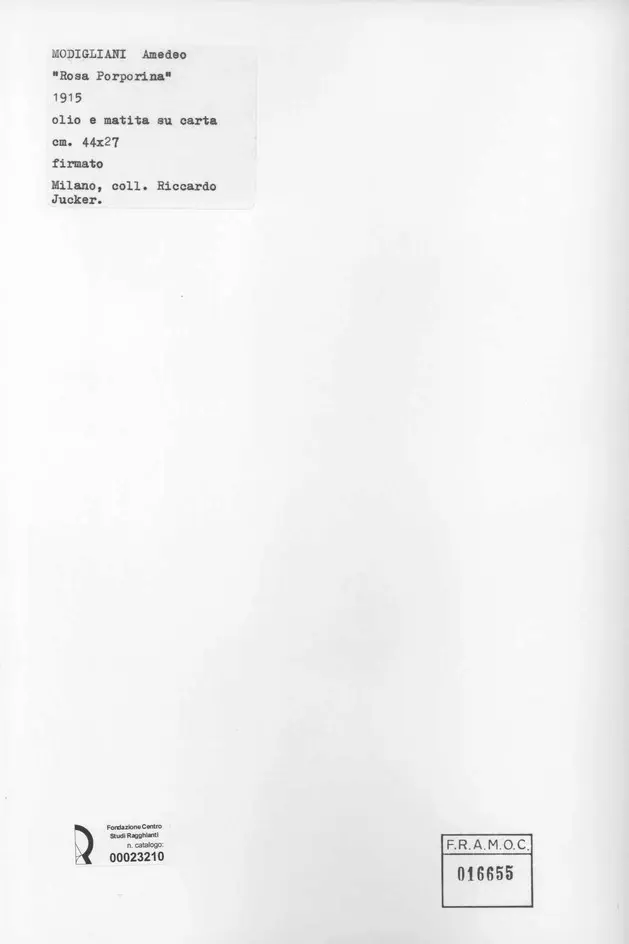 Anonimo , Modigliani, Amedeo - sec. XX - Rosa porporina , retro