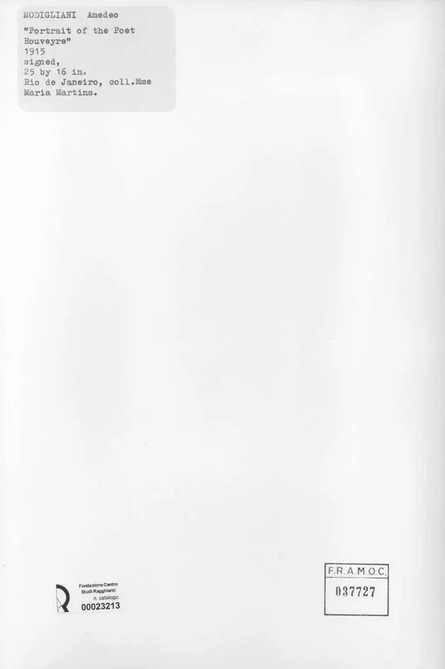 Anonimo , Modigliani, Amedeo - sec. XX - Portrait of the Poet Rouveyre , retro