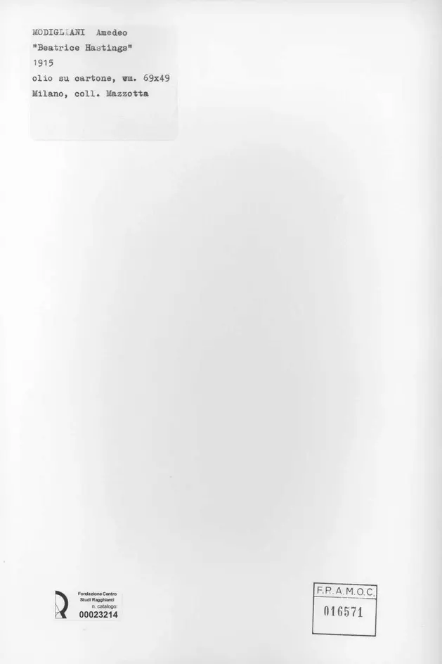 Anonimo , Modigliani, Amedeo - sec. XX - Beatrice Hastings , retro