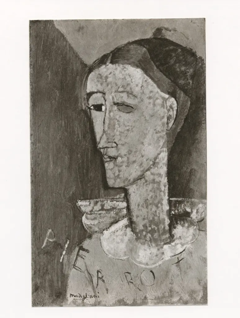 Anonimo , Modigliani, Amedeo - sec. XX - Selbstbildnis als Pierrot , fronte