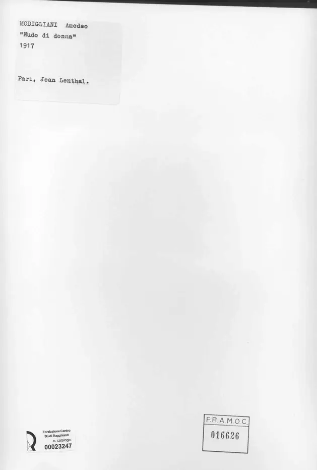 Anonimo , Modigliani, Amedeo - sec. XX - Nudo di donna , retro