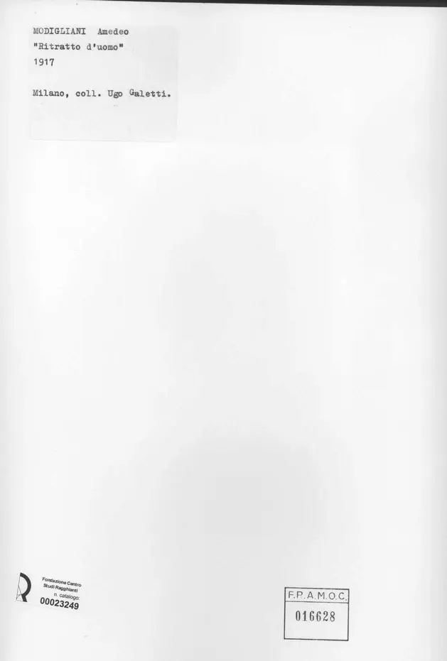 Anonimo , Modigliani, Amedeo - sec. XX - Ritratto d'uomo , retro