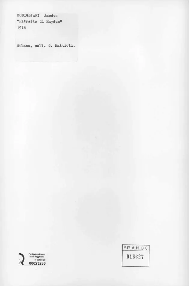 Anonimo , Modigliani, Amedeo - sec. XX - Ritratto di Hayden , retro