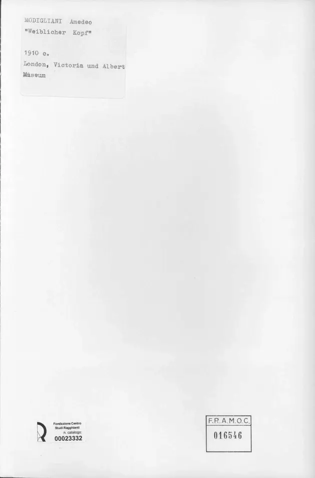 Anonimo , Modigliani, Amedeo - sec. XX - Weiblicher Kopf , retro