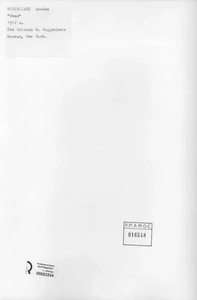 Anonimo , Modigliani, Amedeo - sec. XX - Head , retro