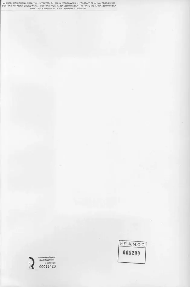 Anonimo , Modigliani, Amedeo - sec. XX - Ritratto di Anna Zborowska , retro