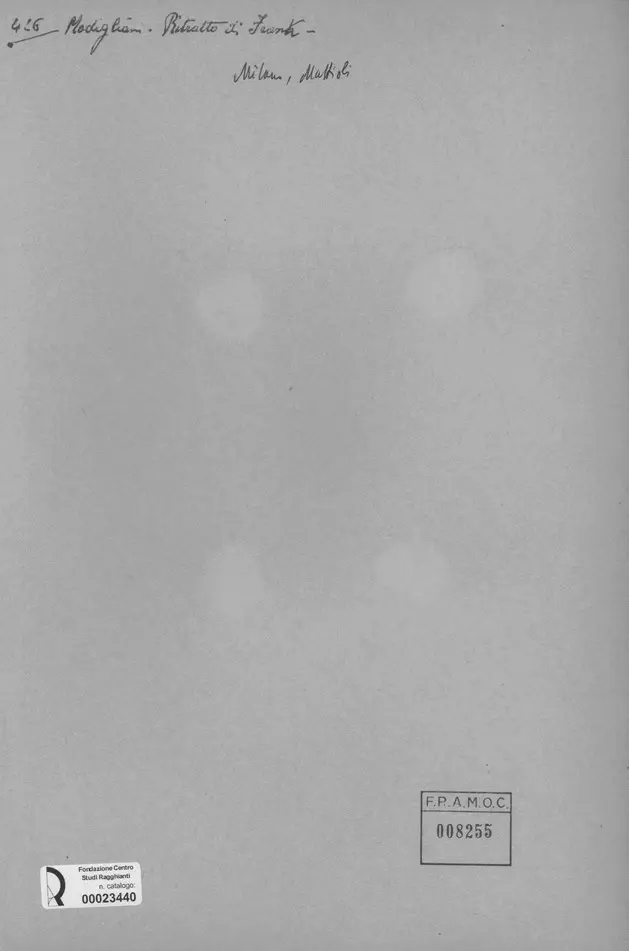 Anonimo , Modigliani, Amedeo - sec. XX - Ritratto di Frank , retro