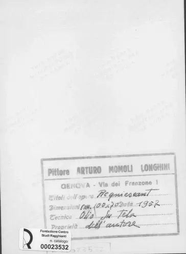 Anonimo , Momoli Longhini, Arturo - sec. XX - Requiesant , retro