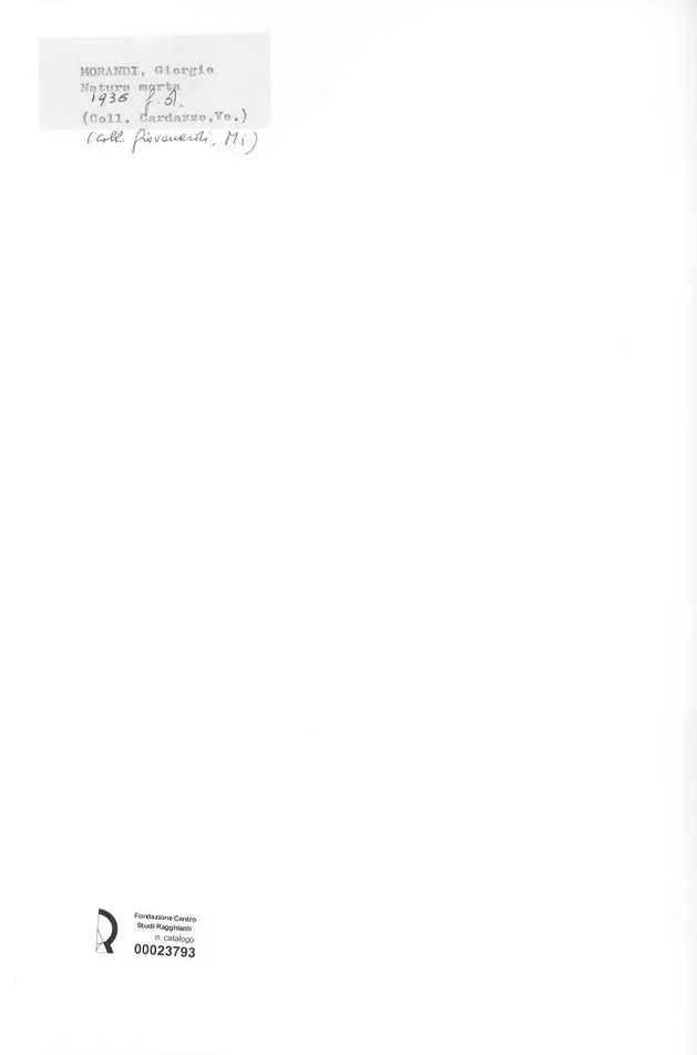 Anonimo , Morandi, Giorgio - sec. XX - Natura morta , retro