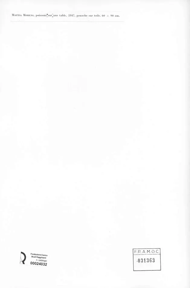Anonimo , Moreni, Mattia - sec. XX - Pesci su tavola , retro
