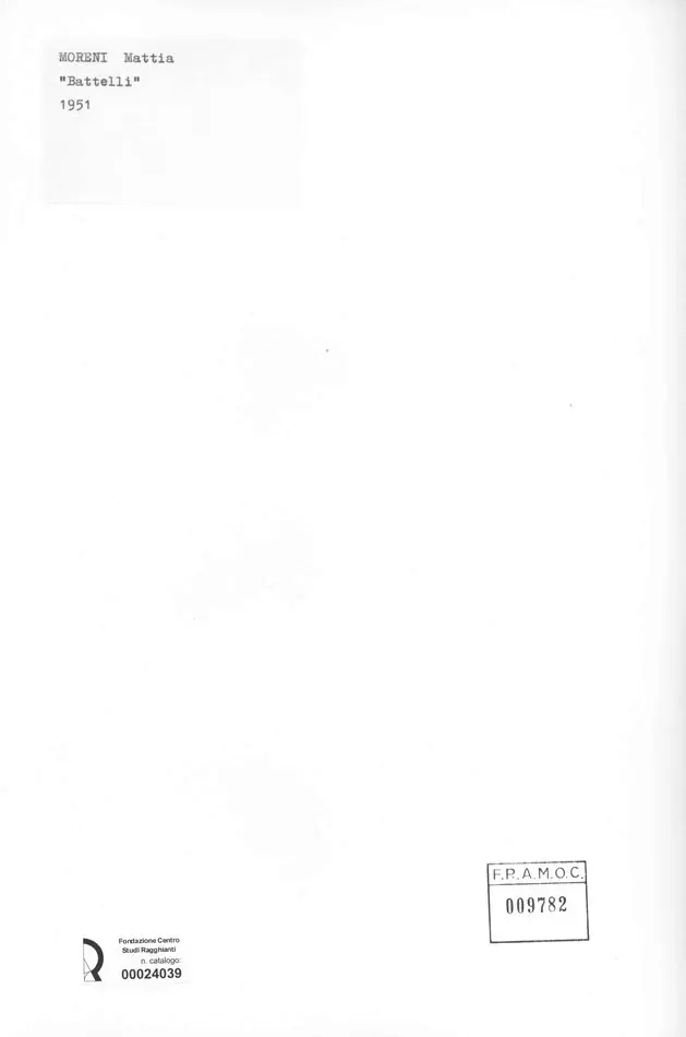 Anonimo , Moreni, Mattia - sec. XX - Battelli , retro