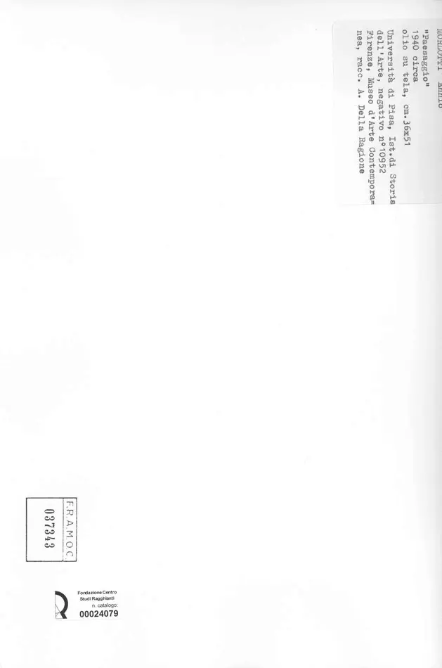 Universit&agrave; di Pisa. Dipartimento di Storia delle Arti , Morlotti, Ennio - sec. XX , retro