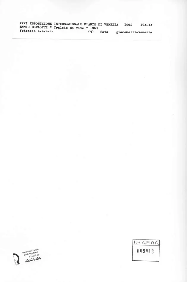 Giacomelli , Morlotti, Ennio - sec. XX - Tralcio di vite , retro