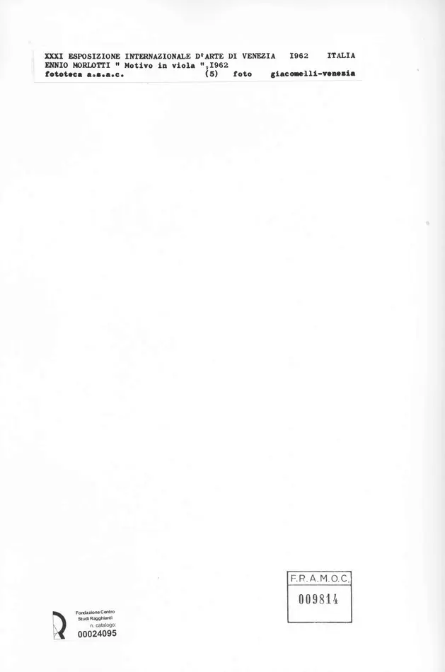 Giacomelli , Morlotti, Ennio - sec. XX - Motivo in viola , retro