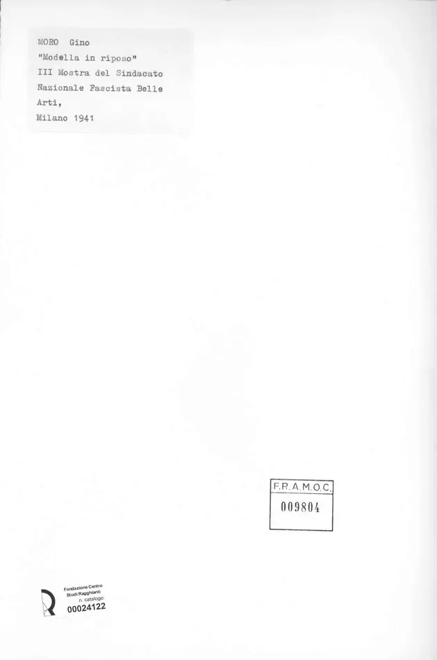 Anonimo , Moro, Gino - sec. XX - Modella in riposo , retro