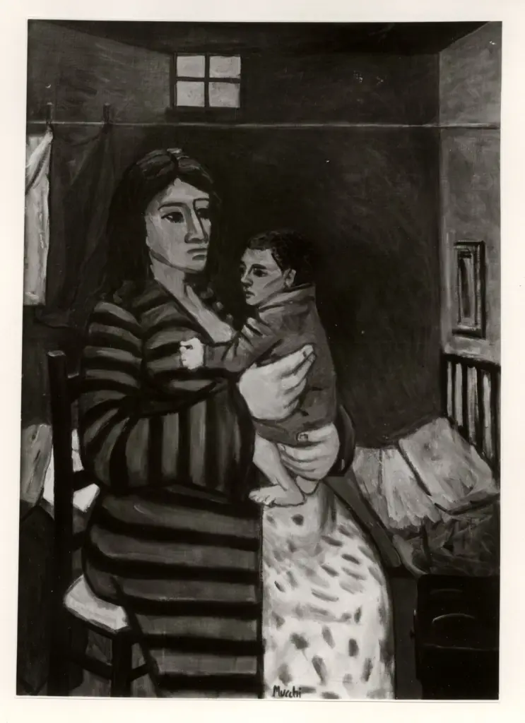 Giacomelli , Mucchi, Gabriele - sec. XX - Nelle cantine di Milano , fronte