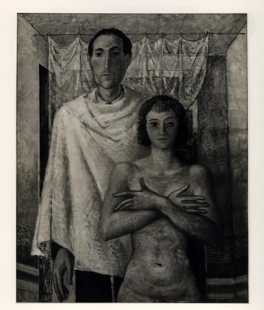 Giacomelli , Mucchi, Gabriele - sec. XX - Ritratto del pittore Stoppa e la modella , fronte