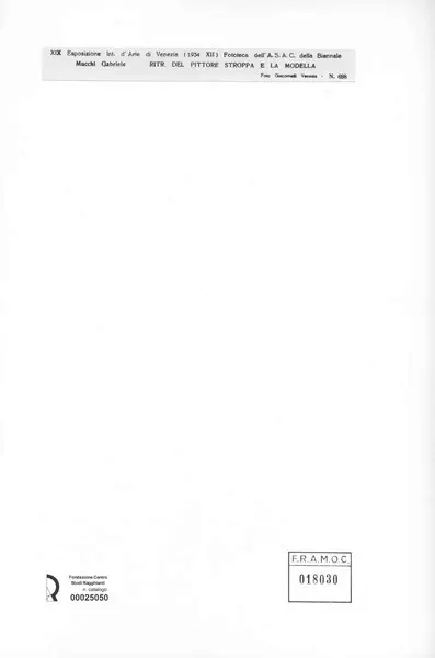 Giacomelli , Mucchi, Gabriele - sec. XX - Ritratto del pittore Stoppa e la modella , retro