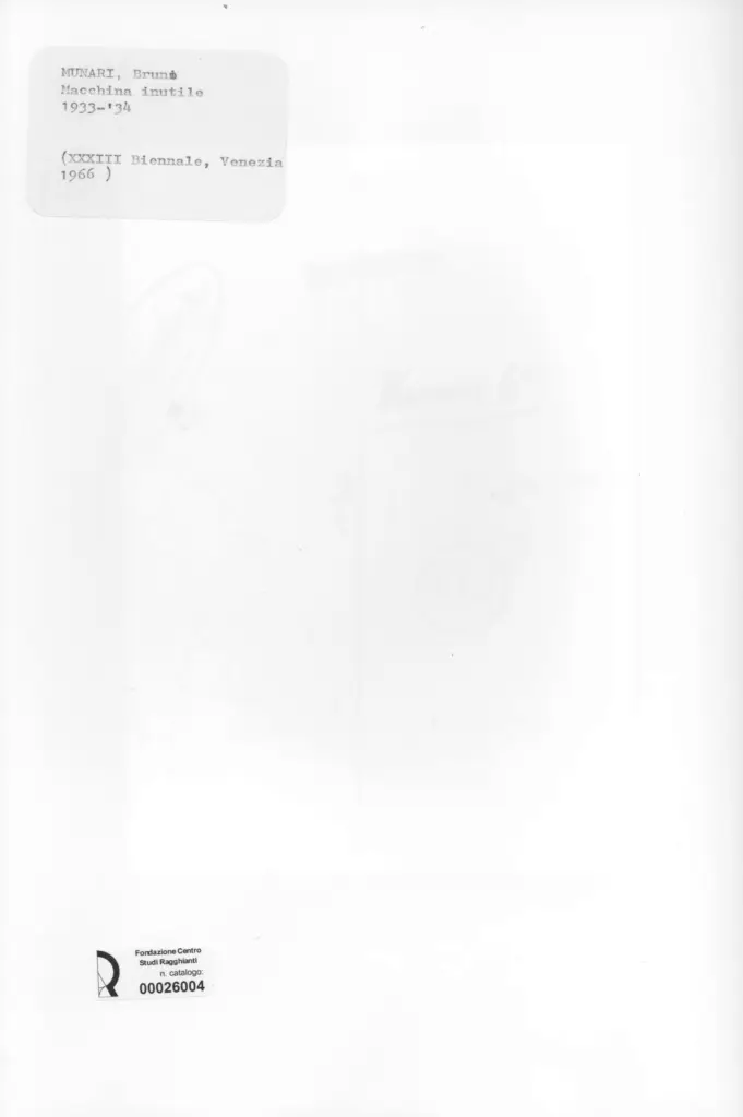 Anonimo , Munari, Bruno - sec. XX - Macchina inutile , retro