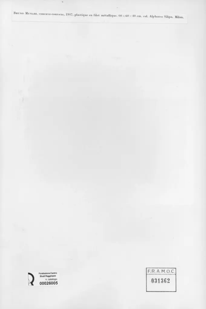 Anonimo , Munari, Bruno - sec. XX - Concave-convexe , retro