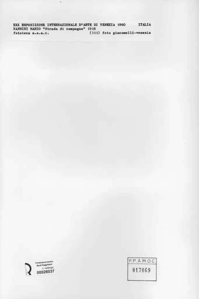 Giacomelli , Nannini, Mario - sec. XX - Strada di campagna , retro