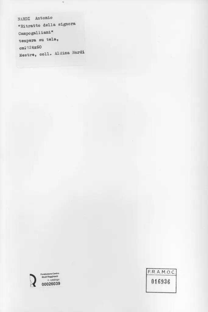 Anonimo , Nardi, Antonio - sec. XX - Ritratto della signora Campogalliani , retro