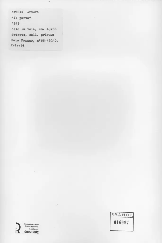 Foto Pozzar , Nathan, Arturo - sec. XX - Il porto , retro