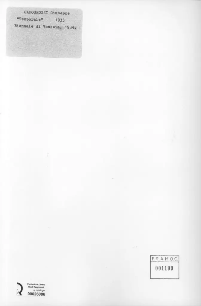 Anonimo , Capogrossi, Giuseppe - sec. XX - Temporale , retro