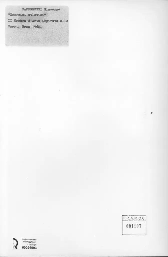 Anonimo , Capogrossi, Giuseppe - sec. XX - Esercizi atletici , retro