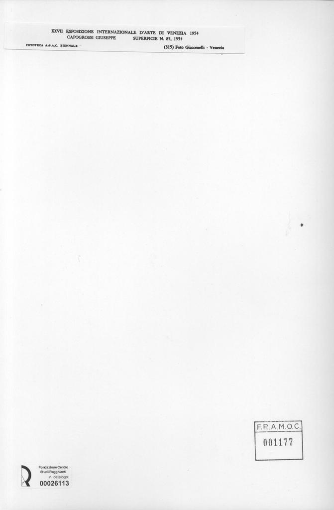 Giacomelli , Capogrossi, Giuseppe - sec. XX - Superficie n. 85 , retro