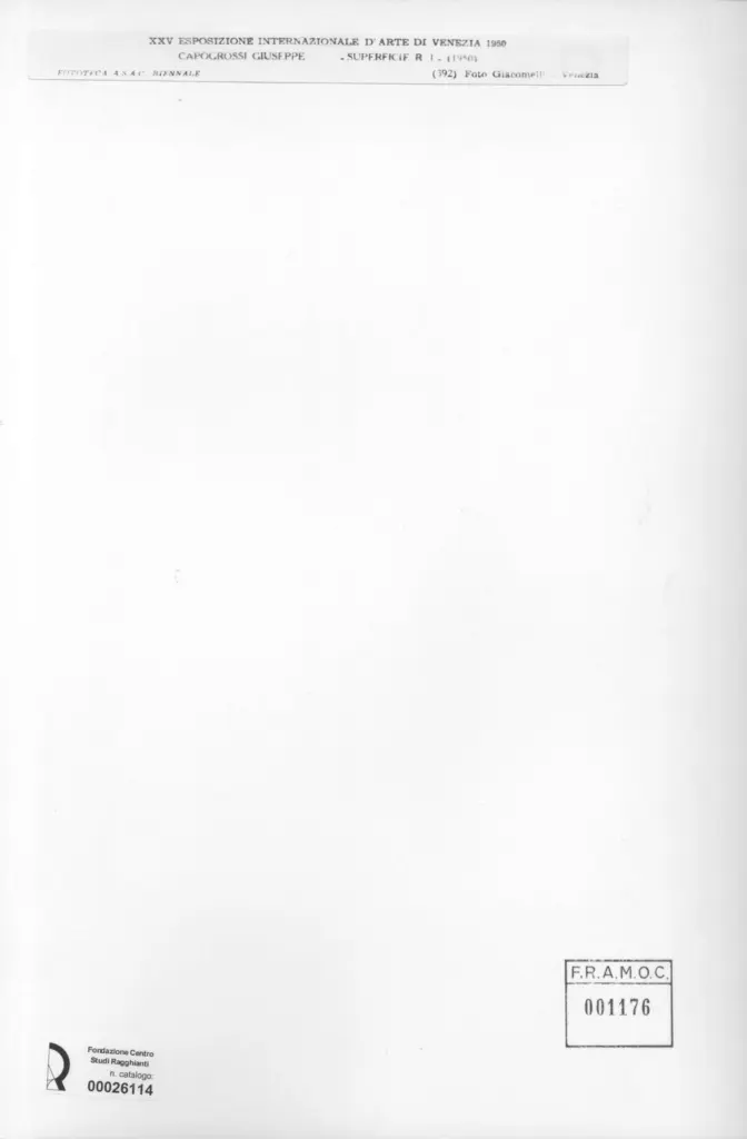 Giacomelli , Capogrossi, Giuseppe - sec. XX - Superficie R 1 , retro