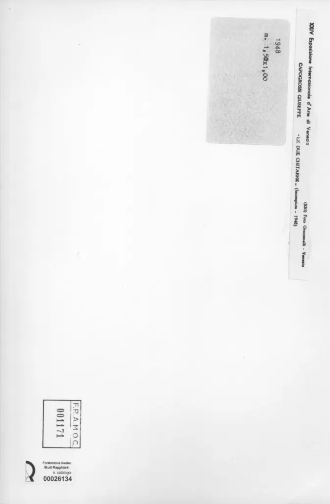 Giacomelli , Capogrossi, Giuseppe - sec. XX - Le due chitarre (incompiuto) , retro