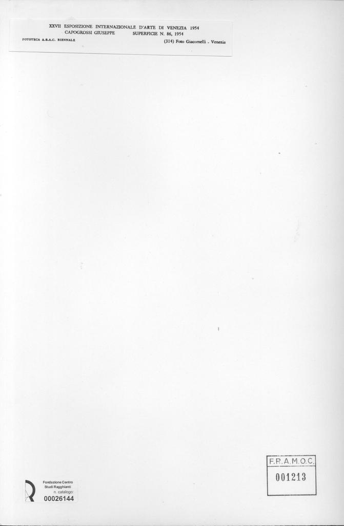 Giacomelli , Capogrossi, Giuseppe - sec. XX - Superficie n. 86 , retro