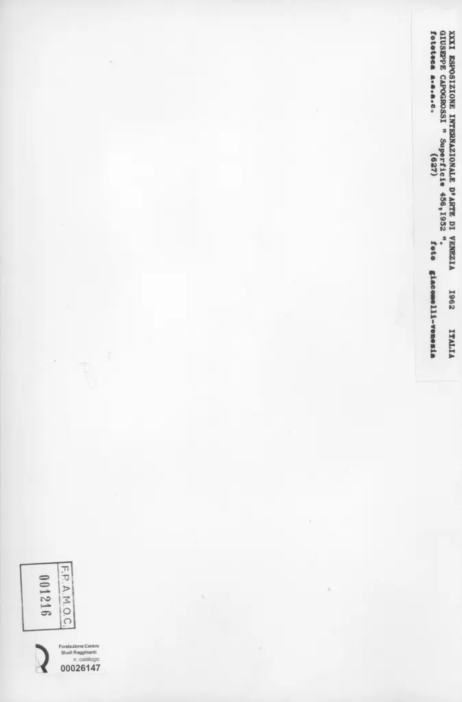 Giacomelli , Capogrossi, Giuseppe - sec. XX - Superficie 456 , retro