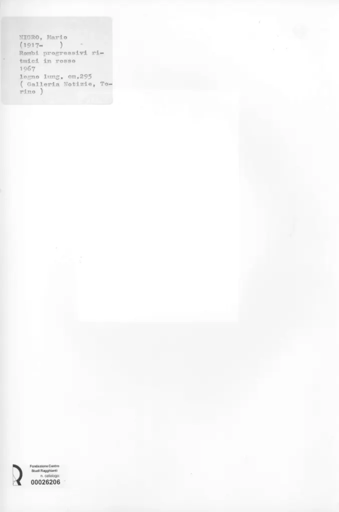 Anonimo , Nigro, Mario - sec. XX - Rombi progressivi ritmici in rosso , retro