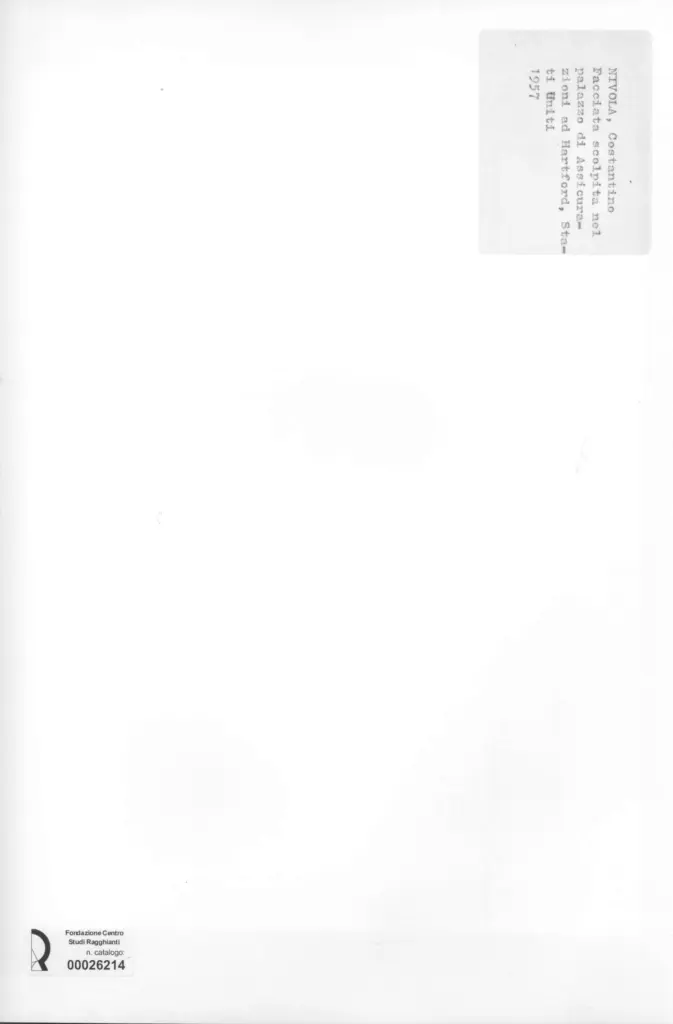 Anonimo , Nivola, Costantino - sec. XX , retro