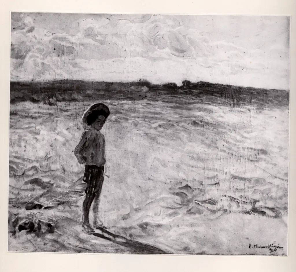 Anonimo , Nomellini, Plinio - sec. XX - Ragazzo sulla spiaggia , fronte