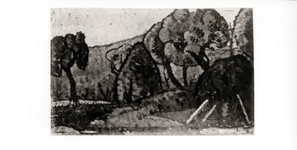 Anonimo , Notte, Emilio - sec. XX - Paesaggio collinare , fronte