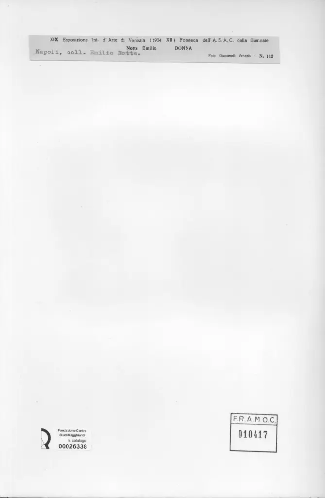 Giacomelli , Notte, Emilio - sec. XX - Donna , retro